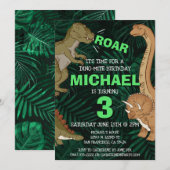 Invitation Enfants Dinosaur Anniversaire Dino Trex Jurassic B (Devant / Derrière)