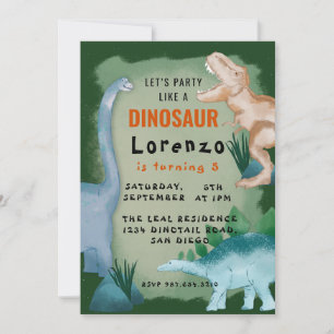 Invitation Enfants Dinosaur Thème Anniversaire Fête
