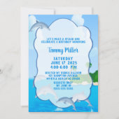Invitation Enfants Dolphin Splash fête d'anniversaire (Devant)
