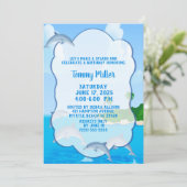 Invitation Enfants Dolphin Splash fête d'anniversaire (Debout devant)