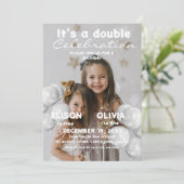 Invitation Enfants Double fête Photo Ballons Anniversaire (Debout devant)