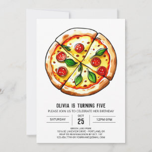Invitation Enfants élégante pizza Anniversaire