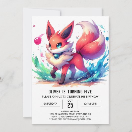 Invitation Enfants Enchanted Fox Anniversaire (Devant)