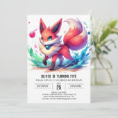 Invitation Enfants Enchanted Fox Anniversaire (Debout devant)