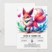 Invitation Enfants Enchanted Fox Anniversaire (Devant / Derrière)