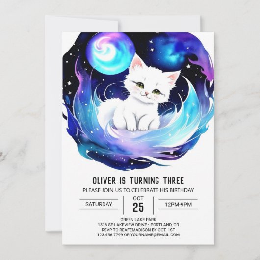 Invitation Enfants Enchanted Kitten Anniversaire (Devant)