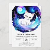 Invitation Enfants Enchanted Kitten Anniversaire (Devant / Derrière)