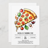 Invitation Enfants Enchanted Pizza Anniversaire (Devant / Derrière)
