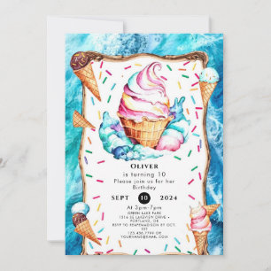 Invitation Enfants enchantés Cone Crème de glace Anniversaire