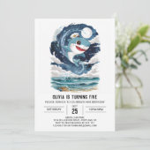 Invitation Enfants Enchantés Requin Nautique Anniversaire (Debout devant)