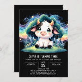 Invitation Enfants Enchantés Vache Anniversaire (Devant / Derrière)