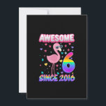 Invitation Enfants Enfants 6e anniversaire Flamant rose Fille<br><div class="desc">Funny Flamingo Gift for men,  Gift for women,  wife,  husband,  son,  daughter,  grandson,  granddaughter. Design Gift Idea for Birthday,  Christmas,  Anniversary,  Fathers day,  Mothers Day,  matching outfit men,  women,  father,  wife,  teacher.</div>