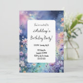 Invitation Enfants Espace Fleur thème Anniversaire Fête (Debout devant)