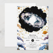 Invitation Enfants Espace Galactique Anniversaire (Devant / Derrière)