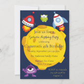 Invitation Enfants Espace Galaxy Planètes Aliens Fête d'anniv (Devant)