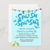 Invitation Enfants Été Piscine Fête Anniversaire (Devant / Derrière)