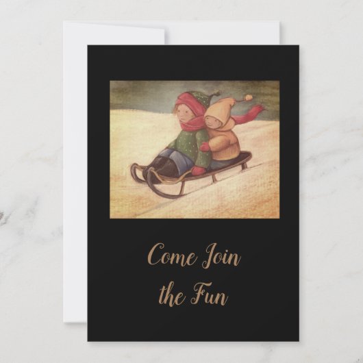 Invitation Enfants faisant de la luge (Devant)