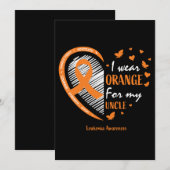 Invitation Enfants Femmes Je Porte Orange Pour Mon Oncle Leuc (Devant / Derrière)