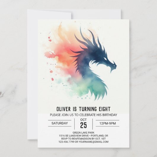 Invitation Enfants féroces d'anniversaire du dragon (Devant)