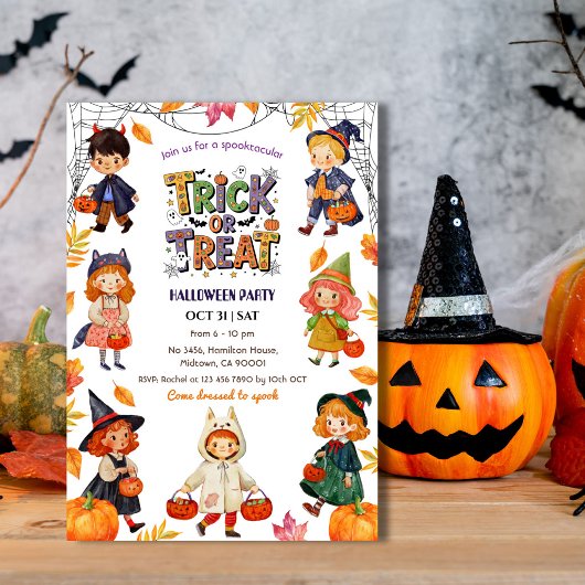 Invitation Enfants fête d'Halloween "des bonbons ou un sort" 
