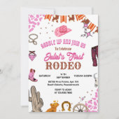 Invitation Enfants Fille Arrondi Premier Rodéo 1ère fête Anni (Devant)