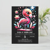 Invitation Enfants Flamant rose Bohème Anniversaire (Debout devant)