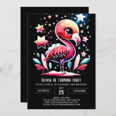 Invitation Enfants Flamant rose Bohème Anniversaire (Devant / Derrière)