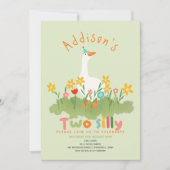 Invitation Enfants Floral Green Deux oies sottes 2e anniversa (Devant)