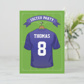 Invitation Enfants Football fête d'anniversaire | Blue Jersey (Debout devant)