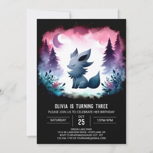 Invitation Enfants Forest Wolf Anniversaire (Devant)