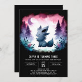 Invitation Enfants Forest Wolf Anniversaire (Devant / Derrière)