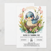 Invitation Enfants Forêt Oiseau Anniversaire (Devant / Derrière)