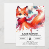 Invitation Enfants Fox Anniversaire (Devant / Derrière)