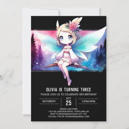 Invitation Enfants Fun Fairy Anniversaire (Devant)