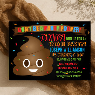 Invitation Enfants Funny Poop Emoji Anniversaire Fête Invitat