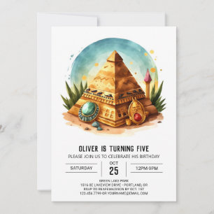 Invitation Enfants Gold Pastel Pyramides Anniversaire