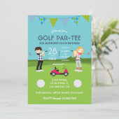 Invitation Enfants Golf Thème Anniversaire Fête Customisée (Debout devant)
