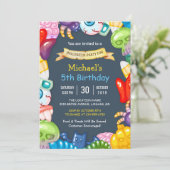 Invitation Enfants Halloween Anniversaire Fête Monstres color (Debout devant)