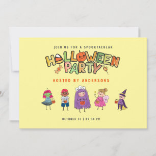 Invitation Enfants Halloween coloré Jaune Costume Party