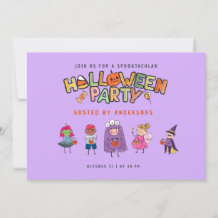 Invitation Enfants Halloween coloré Purple Costume Party