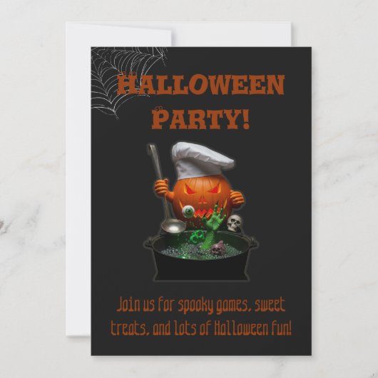 Invitation Enfants Halloween - Conception de citrouille effra (Devant)
