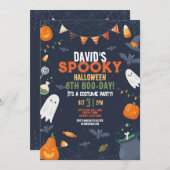 Invitation Enfants Halloween fête d'anniversaire Citrouilles  (Devant / Derrière)
