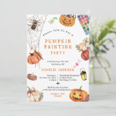 Invitation Enfants Halloween Peinture Citrouille Anniversaire (Debout devant)