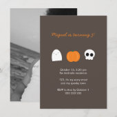 Invitation Enfants Halloween Photo Citrouille fantôme de crân (Devant / Derrière)
