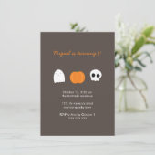 Invitation Enfants Halloween Photo Citrouille fantôme de crân (Debout devant)