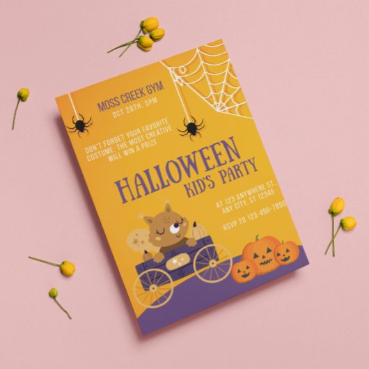 Invitation Enfants Halloween School Gym Party