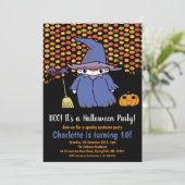 Invitation Enfants Halloween sorcière Citrouille & chauves-so (Debout devant)