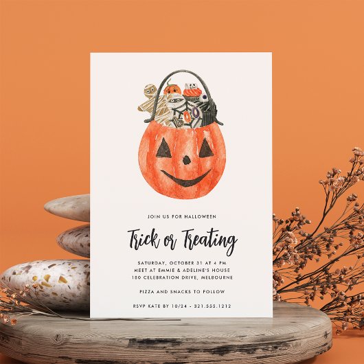 Invitation Enfants Halloween Trick ou partie de traitement