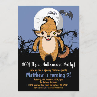 Invitation Enfants Halloween Werewolf Pleine lune Anniversair