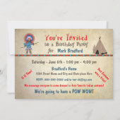 Invitation Enfants Indiens Anniversaire - Indien et Tepee (Dos)